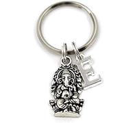 SILVER KNIGHT Ganesha Key Ring, Personalized Ganesh Elephant Keychain, Elephant Keyring, Initial Keychain, Yoga Keychain, Prosperity & Fortune, Hindu God Gorgeous Bag (L)