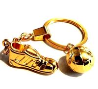 Silver Knight Gold Plated 3D Football Boot & Football Keychain, Footballer Gift, Football Fan Bag Charm, Euro Keychain, Boyfriend, Girlfriend Gift