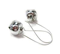 Silver Knight Jingle Bells 925 Silver Plated Kidney Wire Earrings, 3D Jingling Bells Sleigh Bells Musical Bells in a Gift Bag