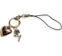 Silver Knight Love Heart and Rose Phone Charm, Romantic Mobile Accessory, Antique Silver Metal & CCB, 8cm, Unisex Gift for Birthday Christmas Diwali