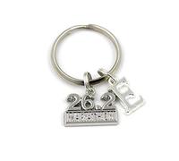 Silver Knight Marathon Key Ring, Personalized 26.2 Keychain, Initial Keychain, Runner Gifts,in a Gift Bag