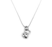 Silver Knight Mini Kettlebell Necklace - Nickel Free and Tarnish Free Fitness Jewelry for Workout/Gym/Crossfit/Weight Loss Motivation Gift Bag