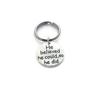 Silver Knight Motivational Keychain, He Believed He Could So He Did Keyring, Survival Token, Divorce Keepsake, Graduation Gift, New Start, in Recovery in a Velvet Style Gift Bag