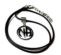 Silver Knight Motivational NA Sobriety Abstinence Pendant on a 20'' Waxed Cord Necklace 12 Step Narcotics Recovery Rehab Serenity Necklace Sponsee Gift