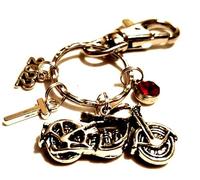 Silver Knight Personalised 3D Motorcycle Biker Bike Motorbike With Initial & Birthstone Keychain, Motorcycle, Superbike Keychain, TT's