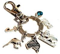 Silver Knight Personalised Australia Keychain with Kangaroo, Koala, Initials, Year & Birthstone, Australian Keychain, Bon Voyage Keyring, Emigrating Bag Charm, Emigration Keyring