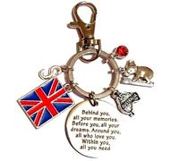 Silver Knight Personalised Australia & Koala Bear Keychain 'Behind You All Your Memories', with Initials & Birthstone, Emigrating Gap Year Australian Holidays Australia Union Jack Keyring