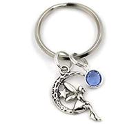Silver Knight Personalised Celtic Moon Fairy with Any Birthstone in a Gift Bag Irish Folklore (April Crystal)