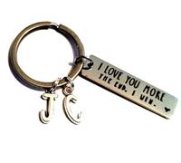 Silver Knight Personalised 'I Love You More The End. I Win.' Keychain, Keyring with Initials, Son, Daughter, Mum, Dad, Partner, Husband, Wife, Bestie, Boyfriend