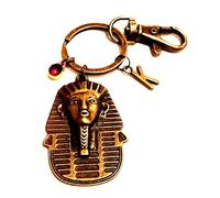 Silver Knight Personalised Pharaoh Mummy Egyptian Keychain With Initial and Birthstone, Tutankhamun Death Mask Keyring, Egyptologist Keyring