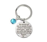 Silver Knight Personalised 'So Much of Me is Made from What I Learned from You' With Birthstone Keyring Mum Dad Teacher Granddad Grandma Fostered Aunt