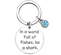 Silver Knight Personalised, Stainless Steel Motivational 'In a world full of fishes, be a shark.' Keychain, New Job Graduation Retirement Leaving Keyring