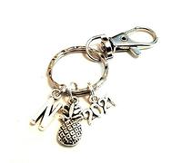Silver Knight Pineapple Key Ring, Personalized Fruit Keychain, Hawaii Charm Keyring, Initial Keychain, A Great Gift Idea, Tropical Jewelry,Pineapple Crown