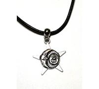 SILVER KNIGHT Retro Black Leather Choker Moon & Stars Wiccan Wicca Waxed Cord Charm Necklace Surf Hippy Vintage Gorgeous Bag