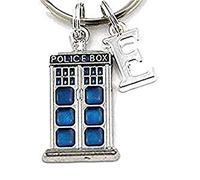 SILVER KNIGHT Royal Swan Doctor Who Key Ring, Personalized Police Box Keychain, Tardis Keyring, Initial Keychain, Whovian Keyfob, Gift for Him, Fathers Day,Time Lord Comes in A Gorgeous Bag (H)