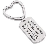 Silver Knight Rude Funny Valentine's Day 'I Love You for Who You are But That Dick Sure is A Bonus' Boyfriend Husband Lover Keychain in a Velvet Gift Bag