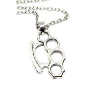 Silver Knight Silver Plated Knuckle Duster Pendant Necklace 22" Chain in Gift Bag UK Seller