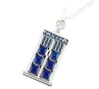 Silver Knight Silver Plated Whovian Police Phone Box Necklace On A 20'' Silver Plated Chain In A Gorgeous Gift Bag