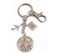 Silver Knight 'ST. CHRISTOPHER PROTECT US' Patron Saint of Travellers Passport & Aeroplane Keyring, Keychain, World Travel, Bon Voyage, Gap Year, Unisex, Bag Charm