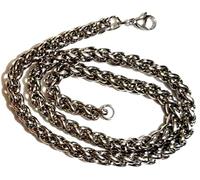 Silver Knight Super Strong Thick 316 Stainless Steel 7mm Thick Wheat Chain Necklace, Men's Heavy Wheat Chain, Heavy Real Solid Stainless Steel Bling Hip Hop Neck Thick Jewellery
