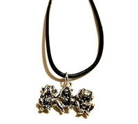 Silver Knight The Three Wise Monkeys Necklace, Adjustable Waxed Cord, See No Evil, Hear No Evil, Speak No Evil, Gorilla, Monkey, Ape, Buddhist Japanese