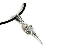 Silver Knight Tibetan Silver Bellatrix's Bird Skull Necklace On an Adjustable Waxed Cord Goth Halloween Fancy Dress
