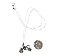 Silver Knight Tibetan Silver Dirt Bike Pendant on a 22'' Sterling Silver Plated Chain Motorcross Necklace Gift Bag