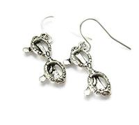 Silver Knight Tibetan Silver EYEGLASSES Spectacles EARRINGS On 925 Silver Plated French Hooks In A Gorgeous Velvet Gift Bag