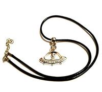 Silver Knight UFO 'I Want To Believe' Necklace on an Adjustable Waxed Cord Area 57 Area 51 Flying Saucer Science Fiction Martian Alien Spaceship Jewellery