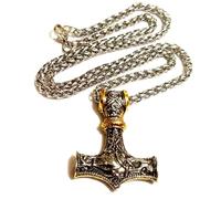 Silver Knight Viking Thor's Hammer Thors Hammer Mjölnir Mjolnir 20 Inch Necklace Amulet Stainless Steel Nordic Jewellery Norse Mythology Scandinavian Jewellery