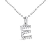 Silver Lab Grown Diamond Initial Necklace- E - F9825