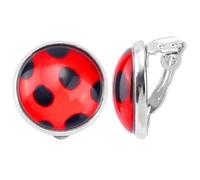 Silver Ladybug Clip Earrings, Metal Black Spot Red Bug Stud Fashionable Round Circle Funny Dainty Summer Dangle Drop Jewelry for Women