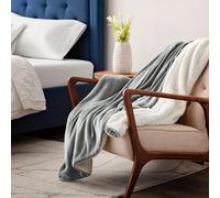 (Silver, Large - 200 x 240 cm) Sherpa Fleece Blanket Bed Throws For Sofas Soft Fluffy Thick Blanket Reversible Microfiber Throw Single Double King