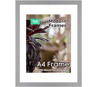SILVER Large A4 Picture Poster Frame Size 21 X 29.7cm, 210 X 297mm with White mount for Image, Photo, Artwork, or Print Size A5, 15 X 20cm, 150 X 200mm [SILVER A4/A5 Frame]
