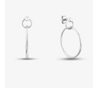 Silver Large Double Circle Stud Hoop Earrings SEC0120C