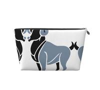 Silver Large Leather Travel Toiletry Bag â€“ Reusable Ram Zodiac Sign Print Portable Cosmetic Makeup Organizer Pouch with Zipper
