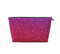 Silver Large Leather Travel Toiletry Bag - Reusable Gradient Sequin Sparkle Print Portable Cosmetic Makeup Organizer Pouch with Zipper