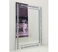 Silver Large Loose Diamond Diamonte Mirror Bedroom Bathroom Hallway Gift 60X40c