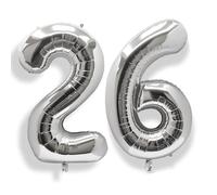 Silver Large Number 26 Balloons: 40 Inch Big Foil Number Balloons Giant Helium Balloon for Birthday Party Anniversary Decorations