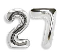 Silver Large Number 27 Balloons: 40 Inch Large Foil Number Balloons Big SizeHelium Balloon Age 0-9 Mylar for 27th Birthday Party Baby Shower Anniversary Decorations