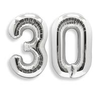 Silver Large Number 30 Balloons: 40 Inch Large Foil Number Balloons Big SizeHelium Balloon Age 0-9 Mylar for 30th Birthday Party Baby Shower Anniversary Decorations