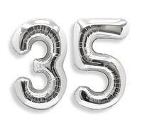 Silver Large Number 35 Balloons: 40 Inch Large Foil Number Balloons Big SizeHelium Balloon Age 35th Mylar for 60th Birthday Party Baby Shower Anniversary Decorations