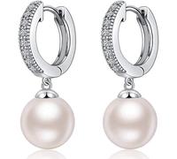 Silver Large Pearl Earrings - Drop Style for Women