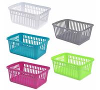 (Silver, Large) Small Large Rectangle Home House Kitchen Office Study Plastic Storage Basket Box