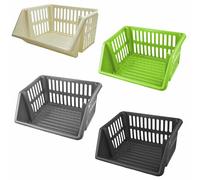 (Silver) Large Stackable Storage Basket Kitchen Fruit Vegetable Stacking Container Box