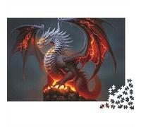 Silver Lava Dragon 1000 Piece Jigsaw Puzzle Fantasy Dragon Cardboard for Adults 18+ Calming Activity 52x38cm/1000pcs
