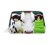 Silver Leather Makeup Bag â€“ Cow Patterns Print Travel Cosmetic Bags, Organizer with Handle, Portable Personal Toiletries