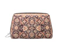 Silver Leather Makeup Bag - Antique Orientalist Art Print Travel Cosmetic Bags for Women, Small Organizer with Handle, Zipper Pouch