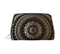Silver Leather Makeup Bag - Kaleidoscope Mandala Print Travel Cosmetic Bags, Portable Toiletry Organizer, Zipper Pouch for Daily Use