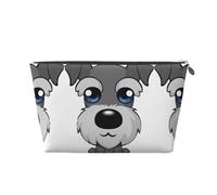 Silver Leather Travel Toiletry Bag â€“ Reusable Adorable Schnauzer Print Storage Bag, Toiletry Shaving Kit for Daily Use, Vacation